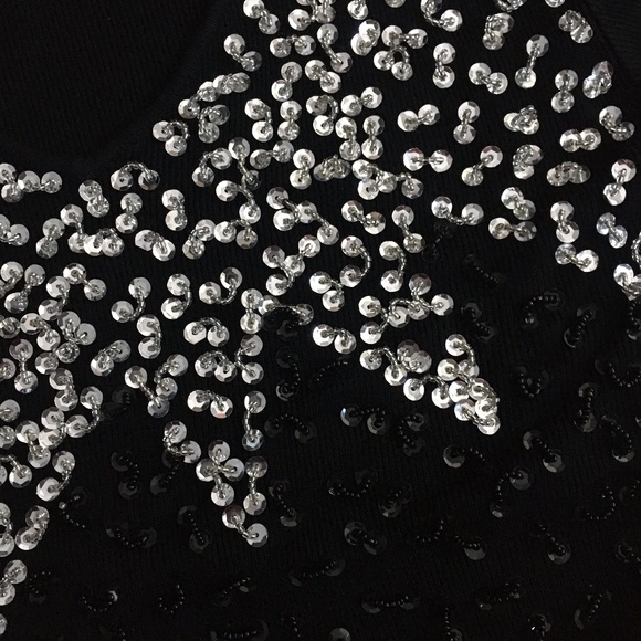 Hand Sewn Black Sparkly Sequin Pullover Sweater - Picture 8 of 10